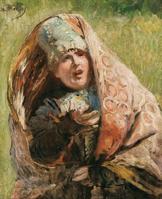 一位农妇的画像；米宁吸引下诺夫哥罗德（诺夫哥罗德）人的习作（1894-1896）