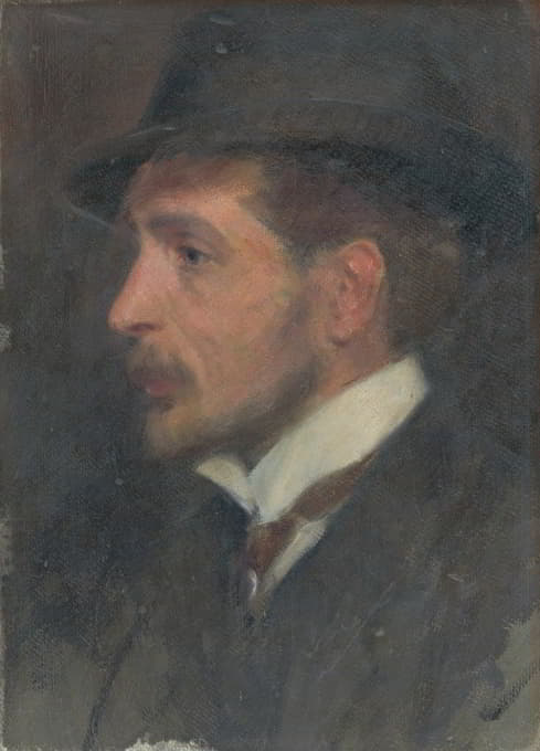 Milan Thomka Mitrovský - Self-Portrait from Profile in a Hat