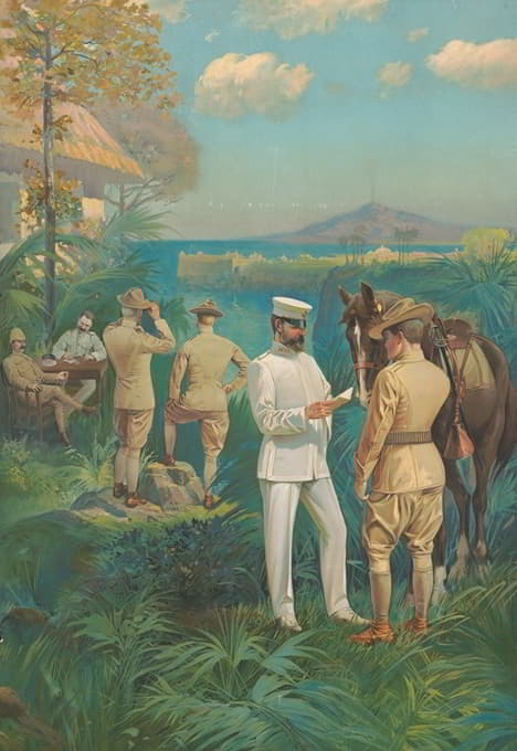 Anonymous - Military officers overlooking a bay