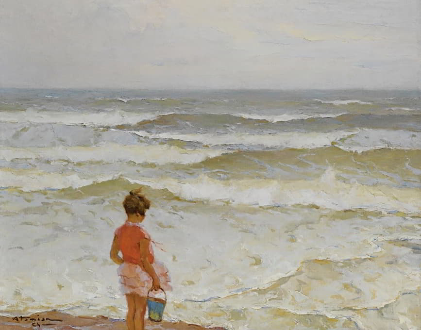 Charles Atamian - Girl by the seashore