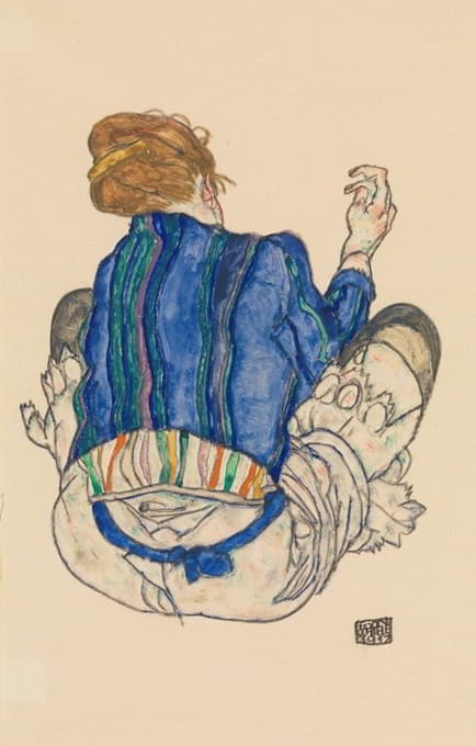 Egon Schiele - Seated Woman, Back View