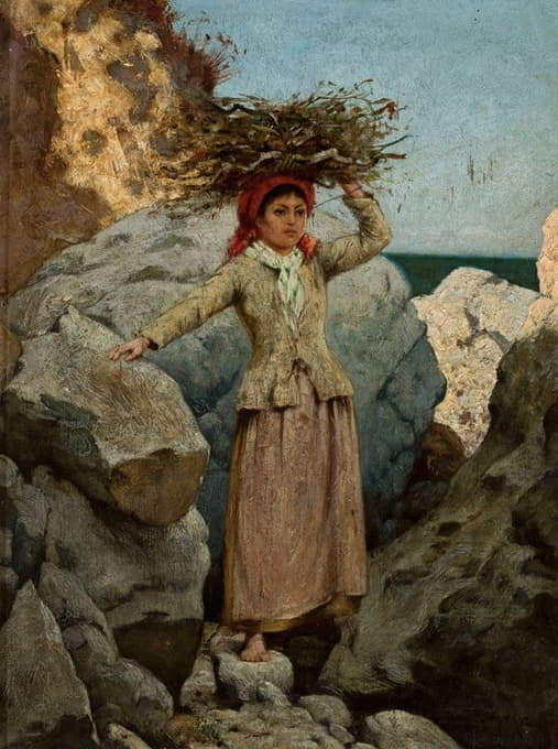 Curt Agthe - Annunziata. Girl with a bunch of brushwood on her head