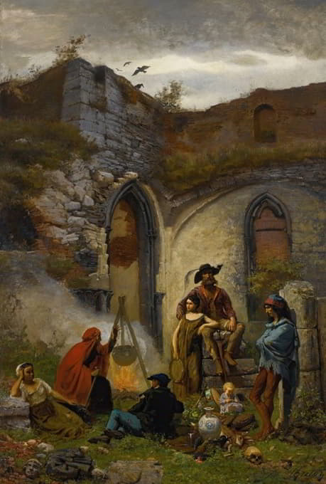 波希米亚人在圣巴文修道院废墟中的营地（根特）