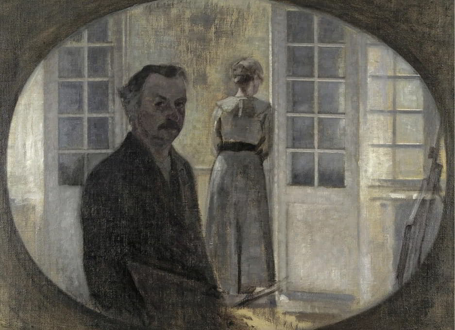 Interiør Med Kunstneren Og Hans Hustru（艺术家和妻子的双画像，透过镜子）