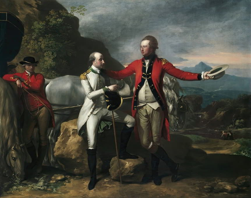 Benjamin West - Two Officers and a Groom in a Landscape