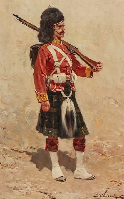 Herman Willem Koekkoek - A Private In The Gordon Highlanders