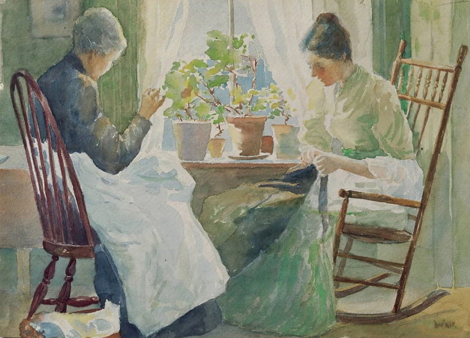 Julian Alden Weir - Two Women Sewing