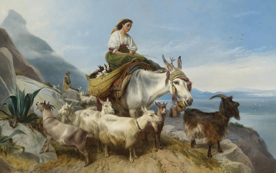 Richard Ansdell - Goatherd On The Rock Of Gibralter