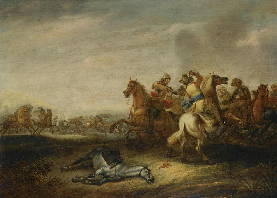 Abraham van der Hoef - A Cavalry Battle