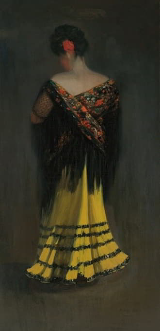 西班牙披肩；珍妮·弗兰肯伯格的肖像