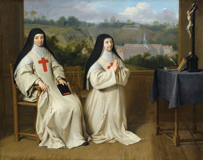 来自皇家香榭丽舍港修道院的母亲阿格尼斯和妹妹安格利克的肖像