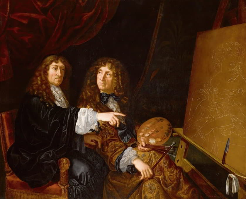 Follower of Martin Lambert - Double portrait of Henri and Charles Beaubrun