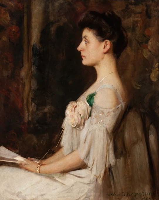 Edward Wilbur Dean Hamilton - Portrait of Edith Wayne (Seated Lady in Profile)
