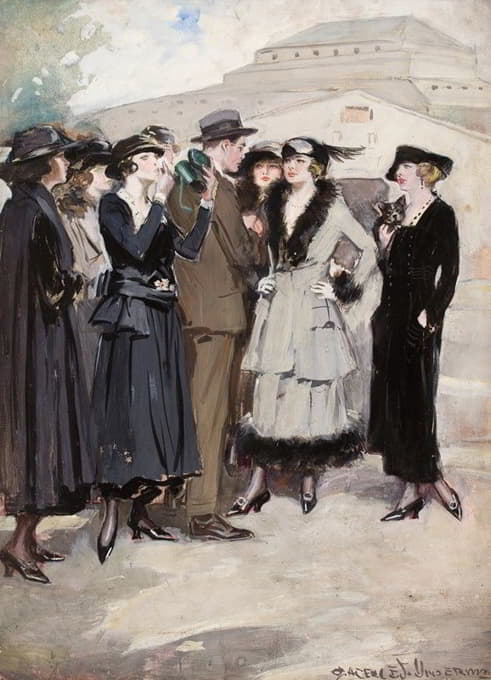 Clarence F. Underwood - Group of Women and a Man