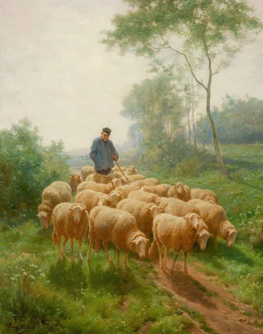 带羊群的牧羊人