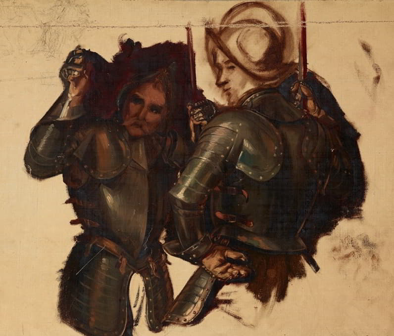 Józef Simmler - Figures of Armoured Guards. Study to the Painting ‘Catherine Jagiellon in Gripsholm Prison’