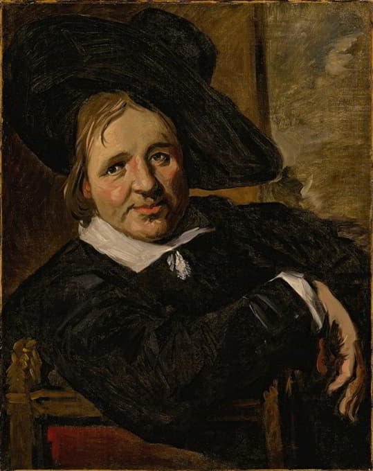 一个男人的肖像，坐着，戴着帽子