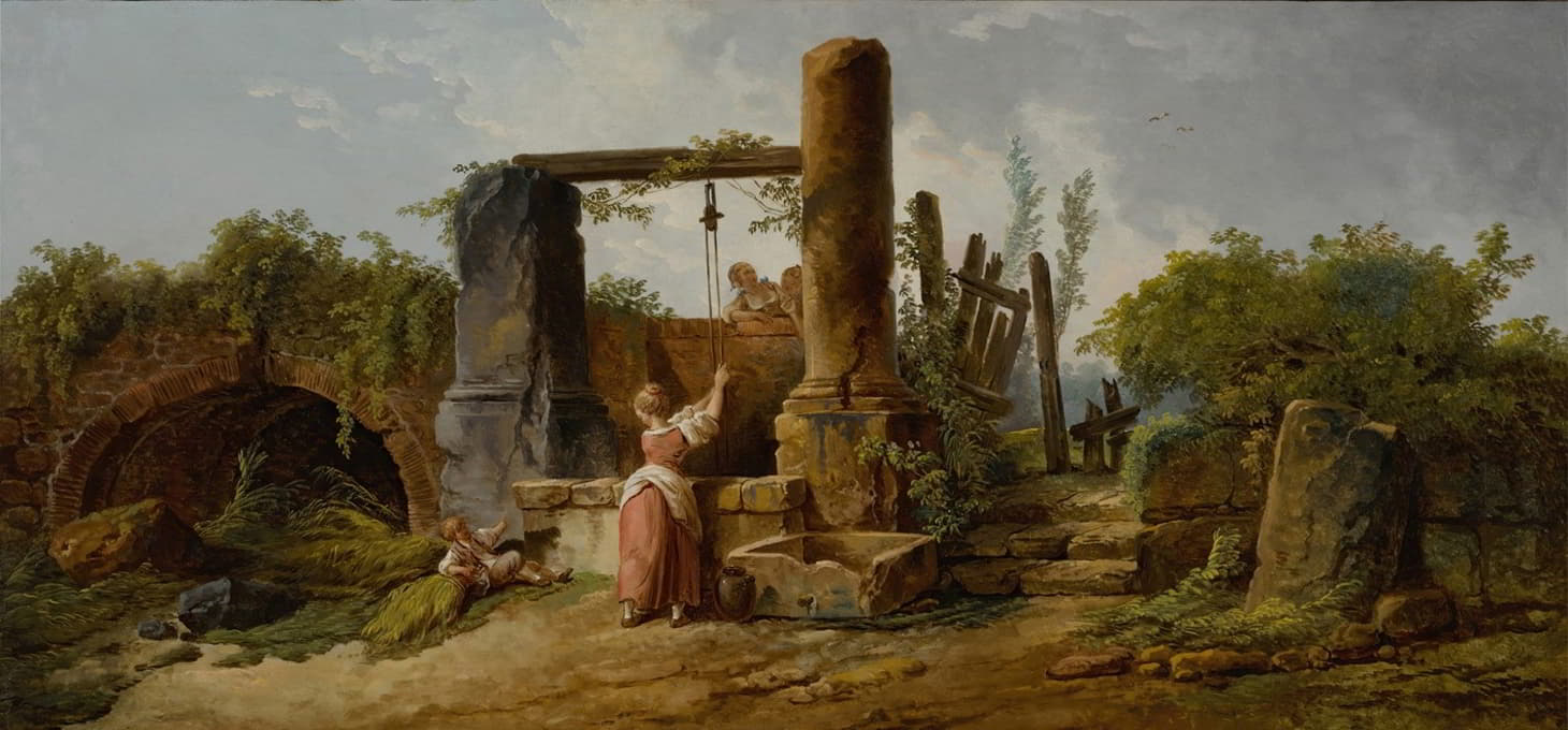 Hubert Robert - A peasant woman at a well