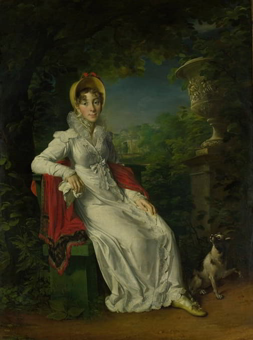 François Gérard - Carolina Ferdinanda Louisa of Sicily (1798-1870). Wife of Charles Ferdinand, Duc de Berry, in the Park of Bagatelle in the Bois de Boulogne (near Paris)