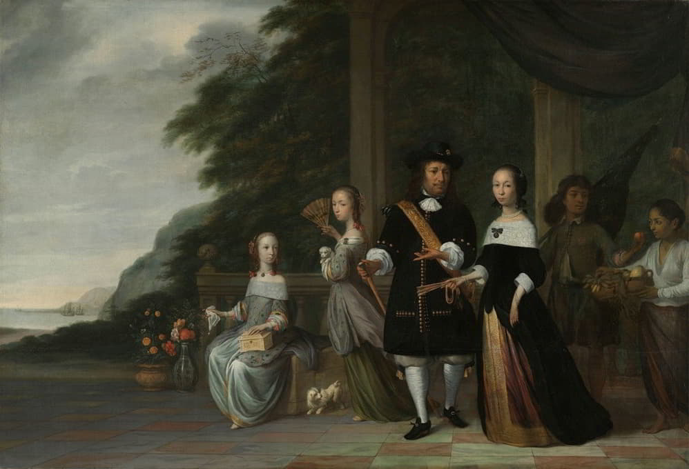 彼得·克诺尔、科妮莉亚·范·尼杰罗德、她们的女儿和两个被奴役的仆人