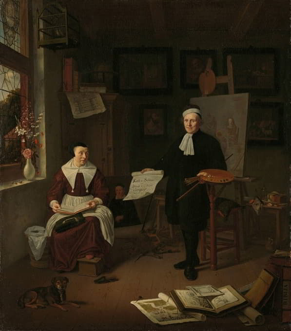 书法家、蚀刻师、画家和校长米切尔·科曼斯（1614-1687）与第三任妻子伊丽莎白·范德梅尔希的肖像