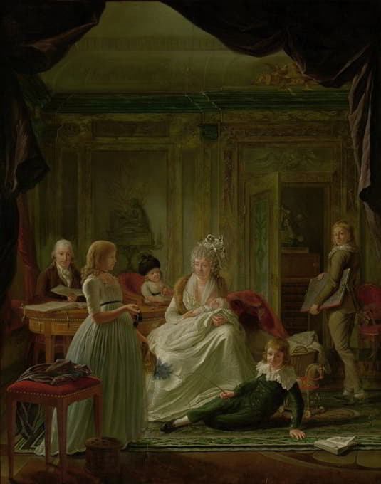 阿尔努特·范·比夫廷及其妻子雅各巴·玛丽亚·本及其子女的肖像