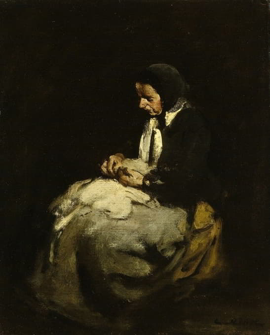 Théodule Ribot - Woman sewing