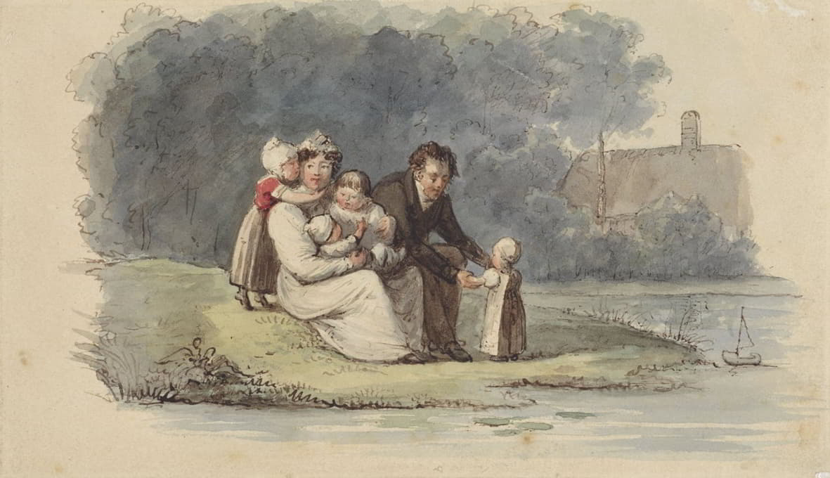 一家人坐在水上