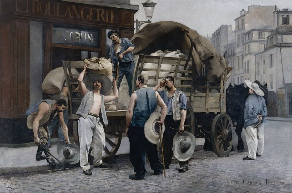Louis-Robert Carrier-Belleuse - Porteurs de farine, scène parisienne