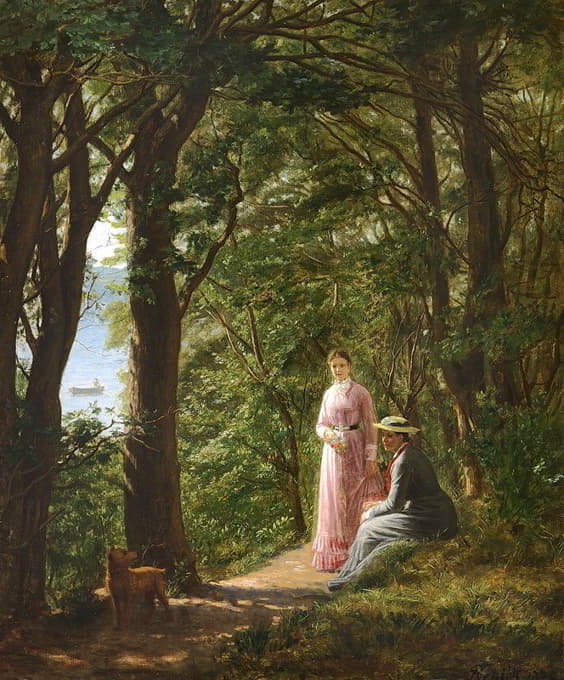 一个夏天，两个女人和一只狗在一条可以俯瞰大海的森林小道上