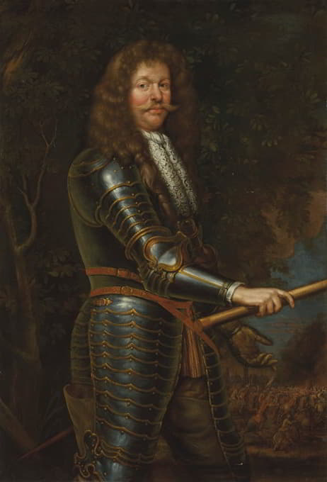 Circle of John Michael Wright - Portrait of a man in armour