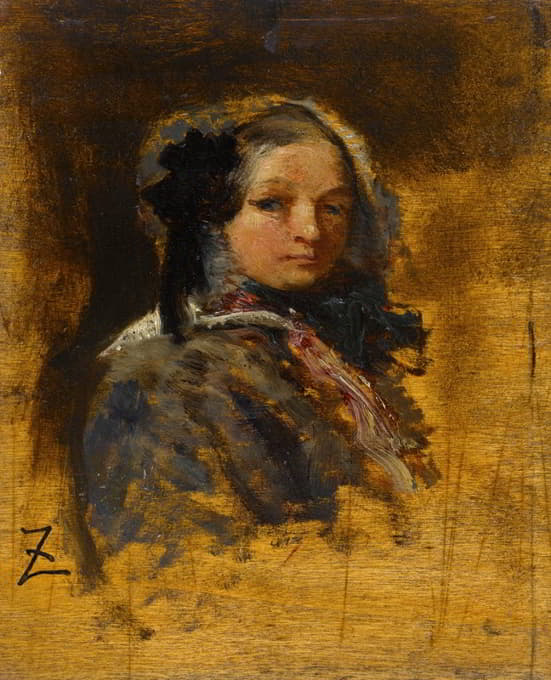 Félix Ziem - Portrait de jeune fille