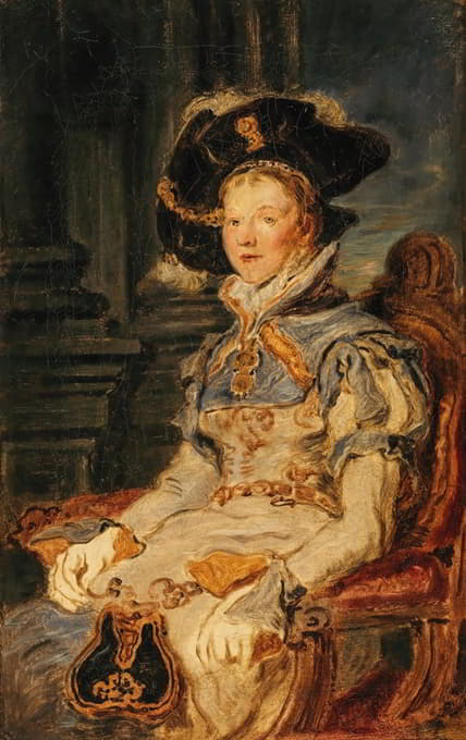 身着文艺复兴时期服装的女性肖像素描