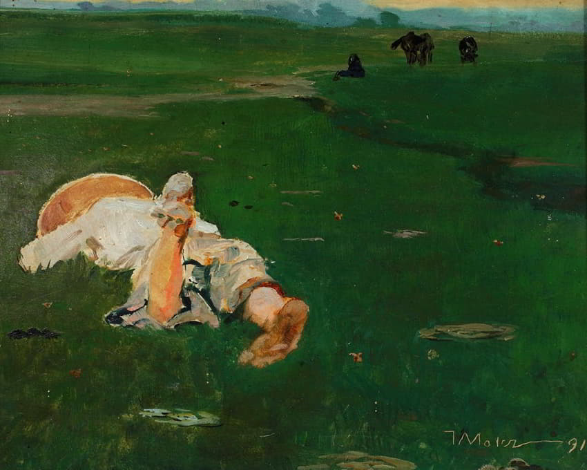 Jacek Malczewski - Shepherd girl in a meadow