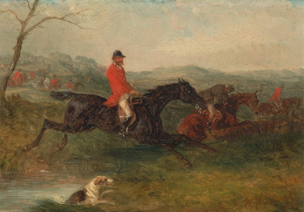 William J. Shayer - Foxhunting; Clearing a Brook