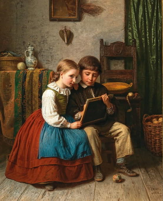 Karl Friedrich Boser - Kinder mit Schreibtafel