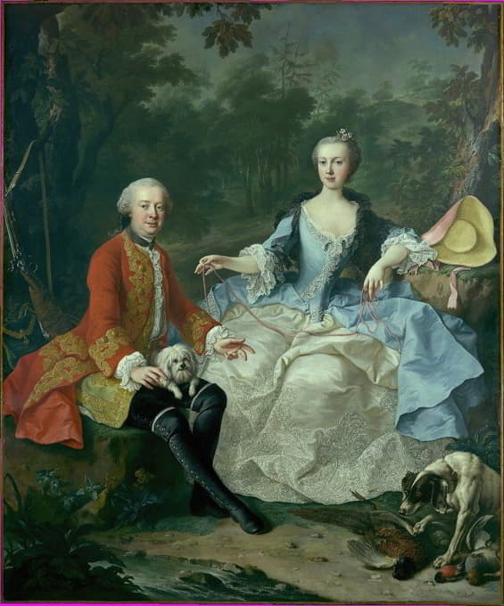 Martin van Meytens - Count Giacomo Durazzo in the Guise of a Huntsman with His Wife (Ernestine Aloisia Ungnad von Weissenwolff)