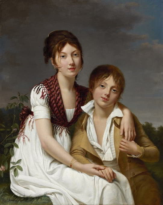 艾米莉·贾斯汀和查尔斯·埃杜阿德·庞托瓦的肖像