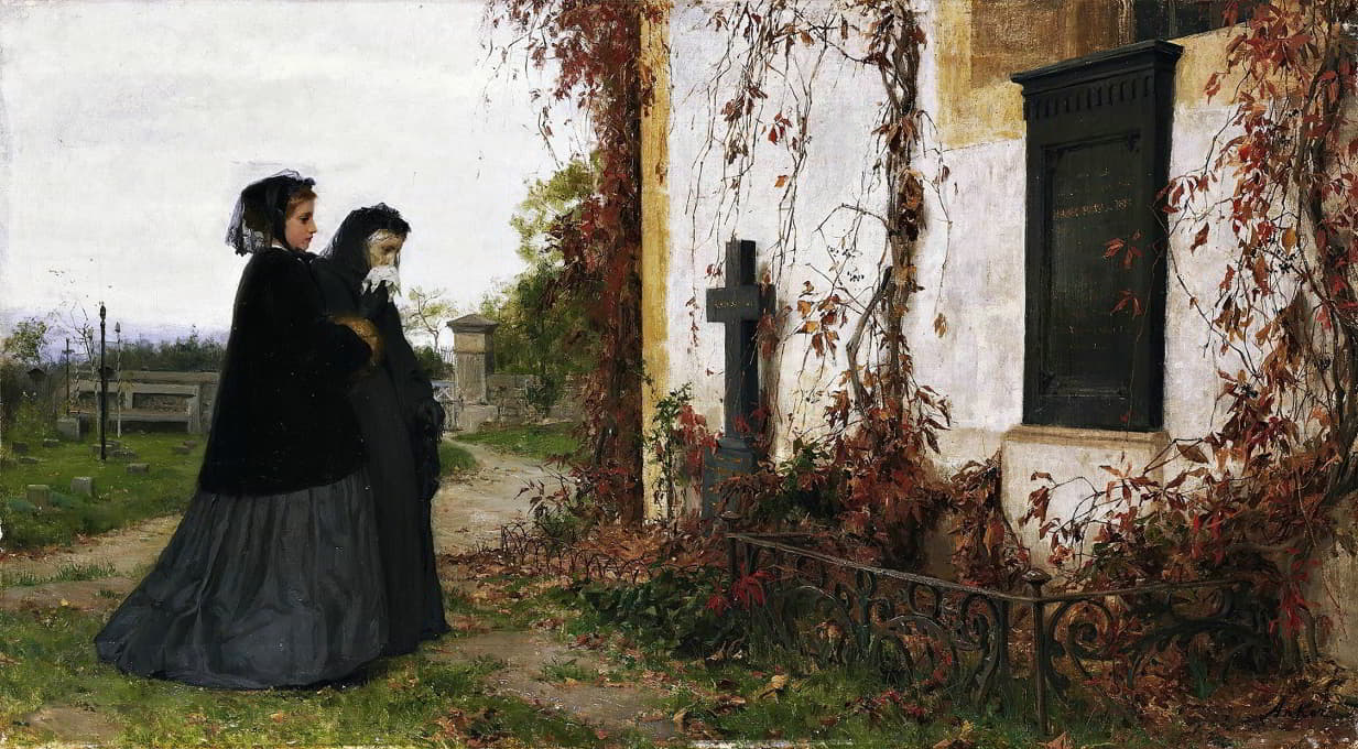 Albert Anker - At The Cemetery