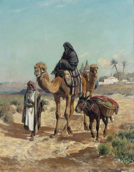 一位阿拉伯旅行者和他的妻子