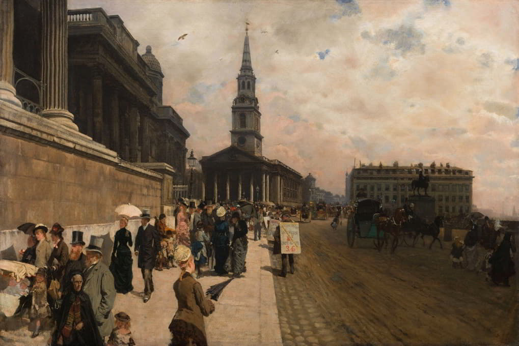 Giuseppe De Nittis - La National Gallery et l’église Saint Martin (Londres)