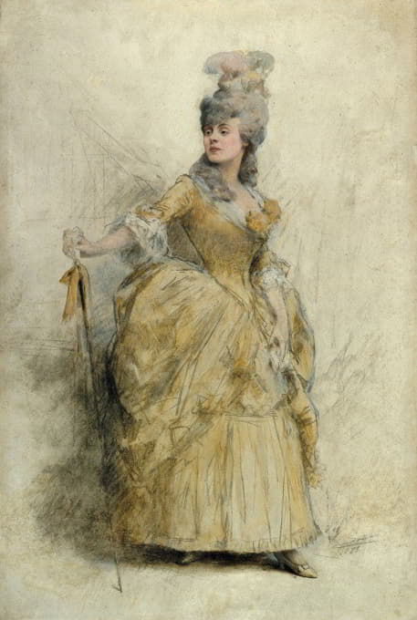 穿着舞台服装的雷简肖像（1856-1920）。