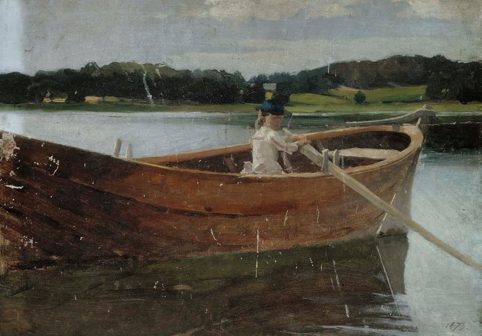 艺术家的妹妹贝尔塔在划船，习作