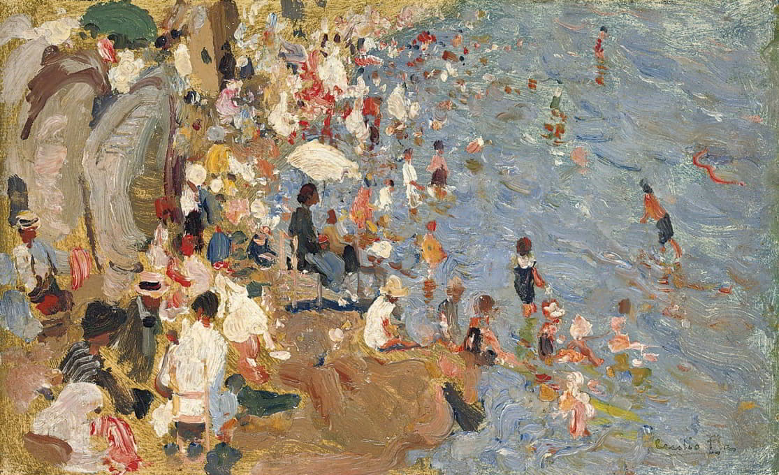 Cecilio Pla Y Gallardo - La Playa,Figures On The Beach