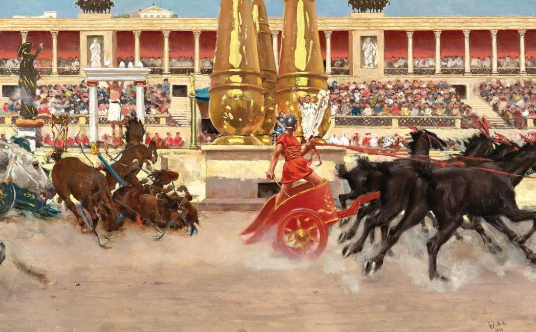 Raffaello Sorbi - Chariot Race in the Circus