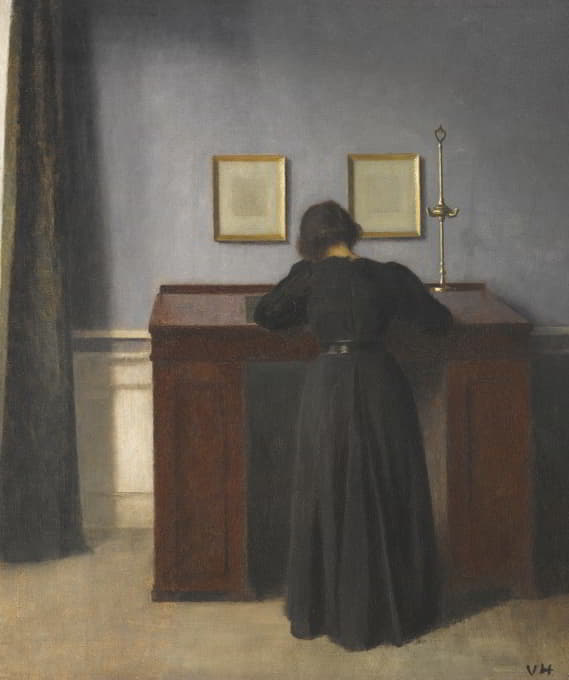 Vilhelm Hammershøi - Ida Standing At A Desk