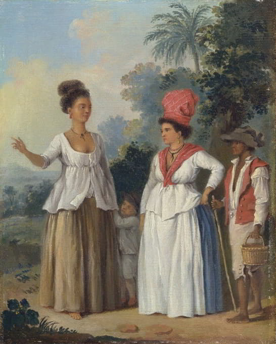 Agostino Brunias - West Indian Women Of Color, With A Child And Black Servant