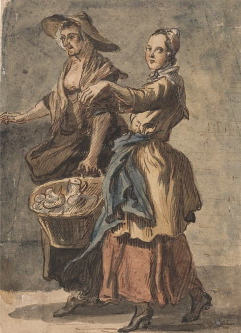 Paul Sandby - Two Women holding a Basket