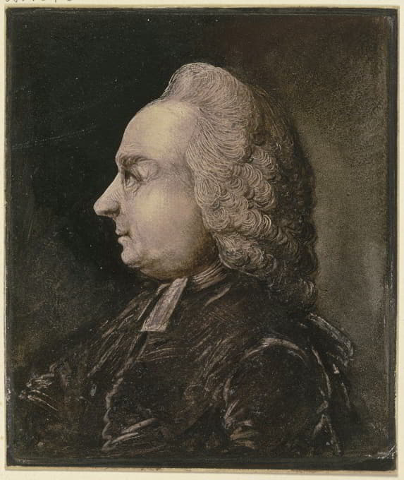 Benjamin Calau - Brustbild eines Geistlichen mit Perücke im Profil nach links