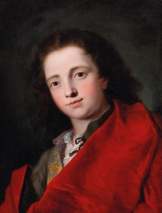 Bartolomeo Nazari - Portrait Of A Gentleman, Bust-Length, In A Grey Doublet And Red Cloak